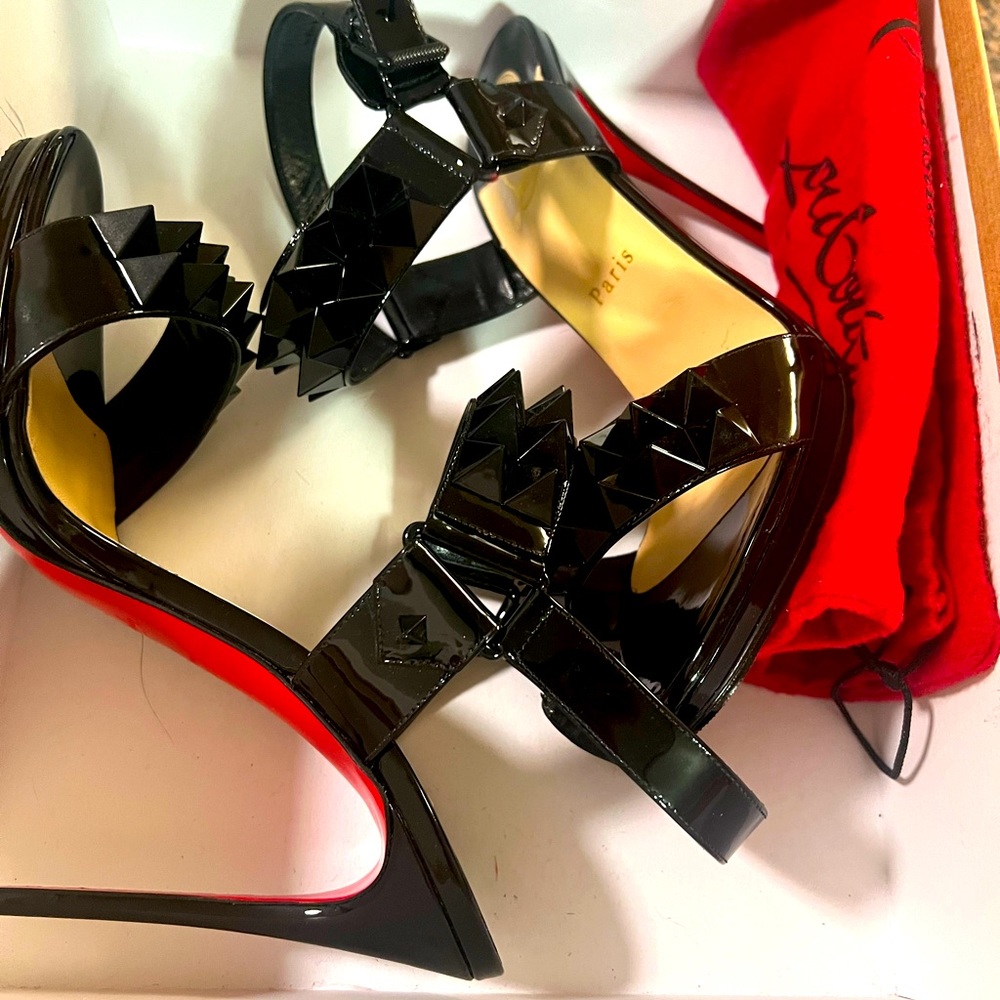 Christian Louboutin Miziggoo Spiked 120 Black Patent Leather